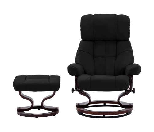 Silla reclinable con reposapiés cuero PE y madera curvada negro