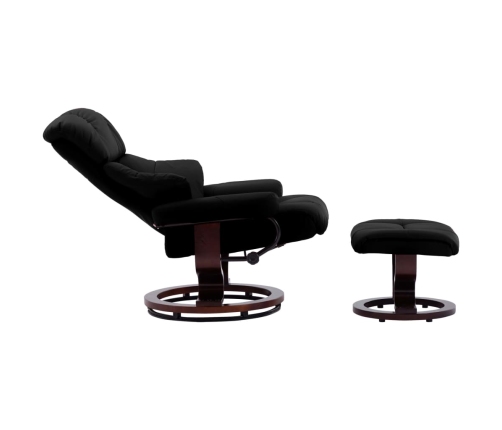 Silla reclinable con reposapiés cuero PE y madera curvada negro