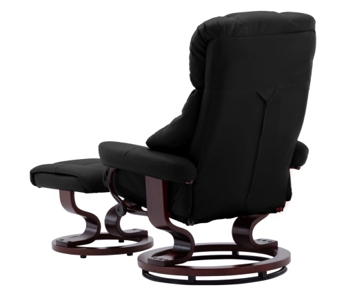 Silla reclinable con reposapiés cuero PE y madera curvada negro