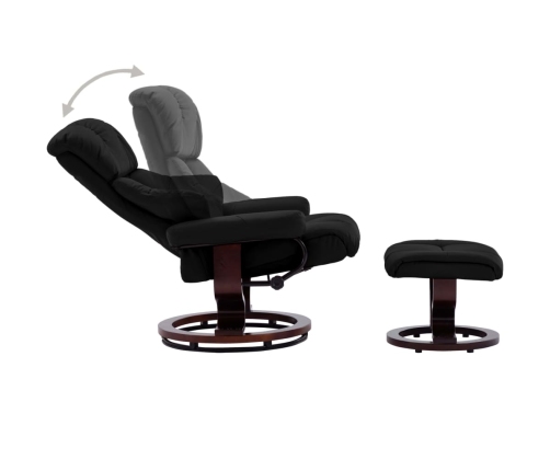 Silla reclinable con reposapiés cuero PE y madera curvada negro