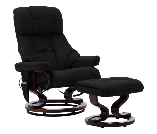 Sillón reclinable masaje cuero sintético madera curvada negro