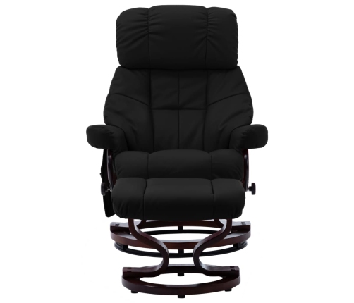 Sillón reclinable masaje cuero sintético madera curvada negro