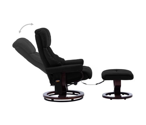 Sillón reclinable masaje cuero sintético madera curvada negro