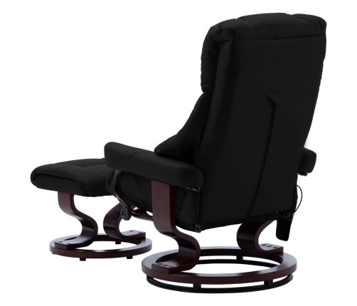 Sillón reclinable masaje cuero sintético madera curvada negro