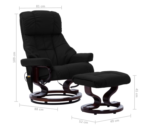 Sillón reclinable masaje cuero sintético madera curvada negro