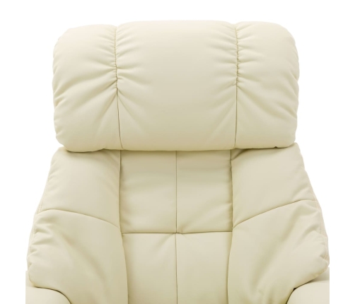 Sillón reclinable masaje cuero sintético madera curvada crema