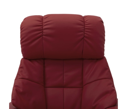 Sillón reclinable de masaje cuero PE madera curvada rojo tinto