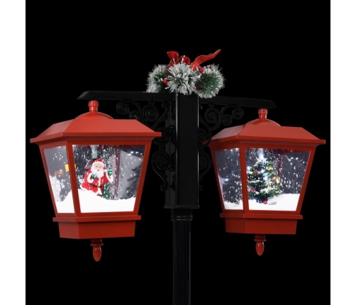 Farola de Navidad con Papá Noel PVC negro y rojo 81x40x188 cm