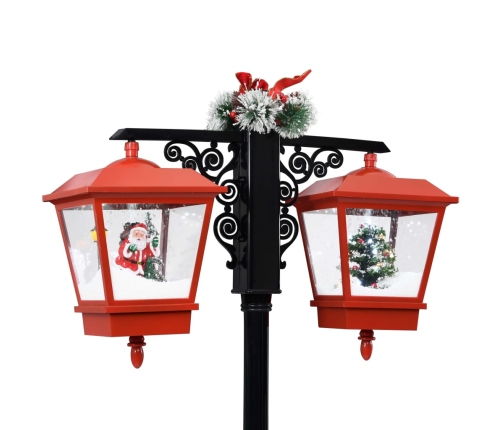 Farola de Navidad con Papá Noel PVC negro y rojo 81x40x188 cm