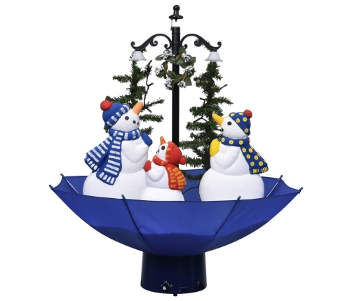 Árbol de Navidad con nieve con base de paraguas PVC azul 75 cm