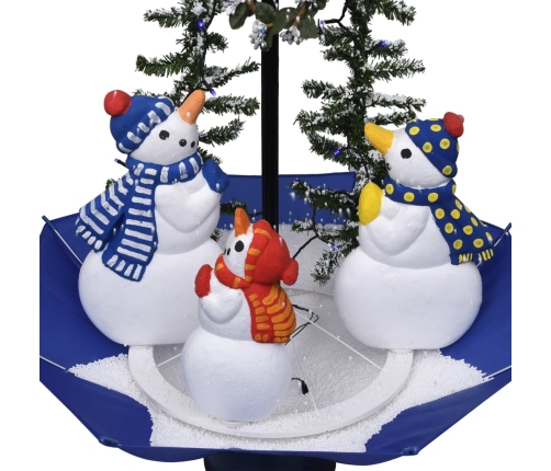 Árbol de Navidad con nieve con base de paraguas PVC azul 75 cm