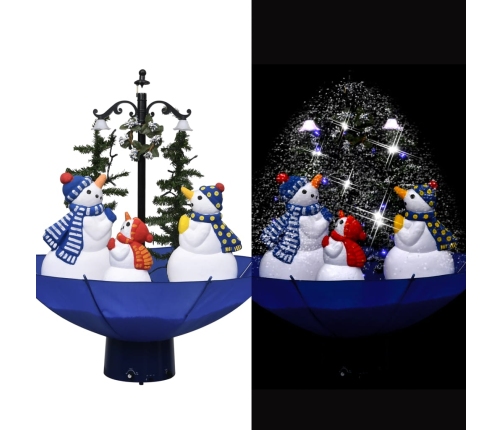 Árbol de Navidad con nieve con base de paraguas PVC azul 75 cm