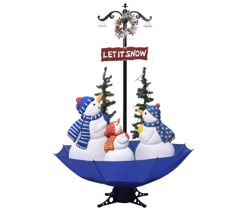 Árbol de Navidad con nieve con base de paraguas PVC azul 170 cm