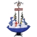 Árbol de Navidad con nieve con base de paraguas PVC azul 170 cm