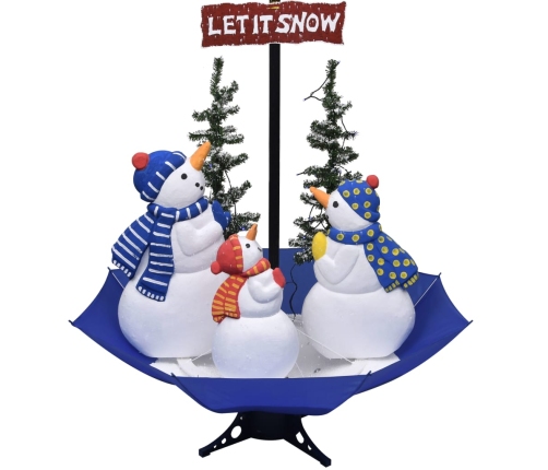 Árbol de Navidad con nieve con base de paraguas PVC azul 170 cm