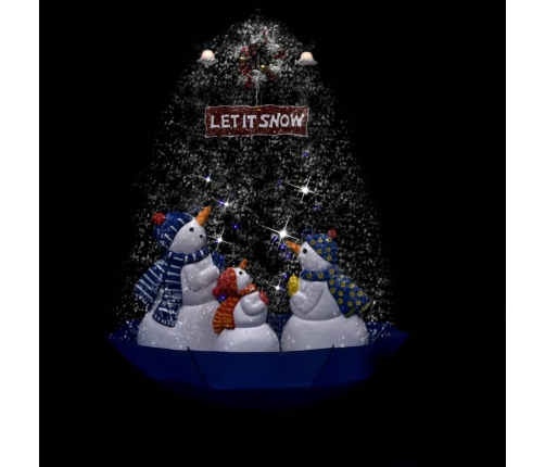Árbol de Navidad con nieve con base de paraguas PVC azul 170 cm