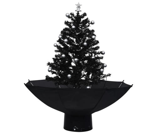 Árbol de Navidad con nieve con base de paraguas PVC negro 75 cm