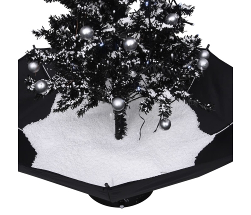 Árbol de Navidad con nieve con base de paraguas PVC negro 75 cm