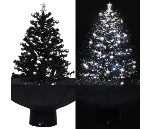 Árbol de Navidad con nieve con base de paraguas PVC negro 75 cm