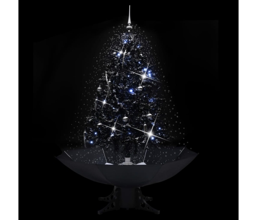 Árbol de Navidad con nieve y base de paraguas PVC negro 140cm