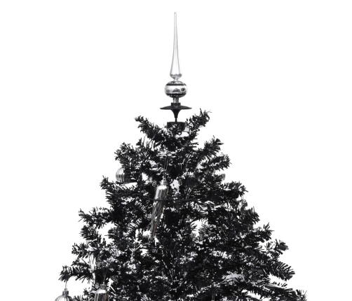 Árbol de Navidad con nieve y base de paraguas PVC negro 140cm