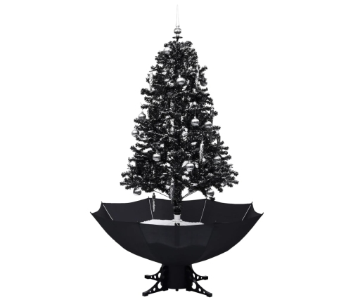 Árbol de Navidad con nieve y base de paraguas PVC negro 170 cm