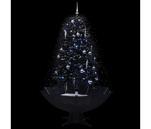 Árbol de Navidad con nieve y base de paraguas PVC negro 170 cm