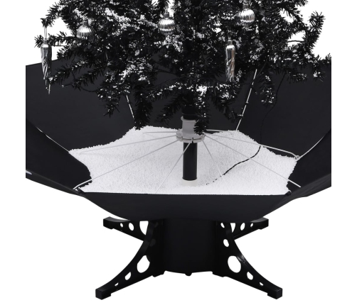 Árbol de Navidad con nieve y base de paraguas PVC negro 170 cm