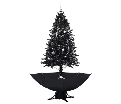 Árbol de Navidad con nieve y base de paraguas PVC negro 190 cm