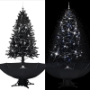 Árbol de Navidad con nieve y base de paraguas PVC negro 190 cm