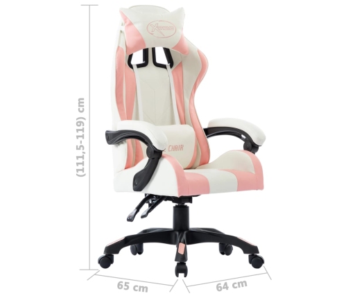 Silla gaming de cuero sintético rosa