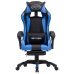 Silla gaming con reposapiés cuero sintético azul y negro