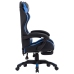 Silla gaming con reposapiés cuero sintético azul y negro