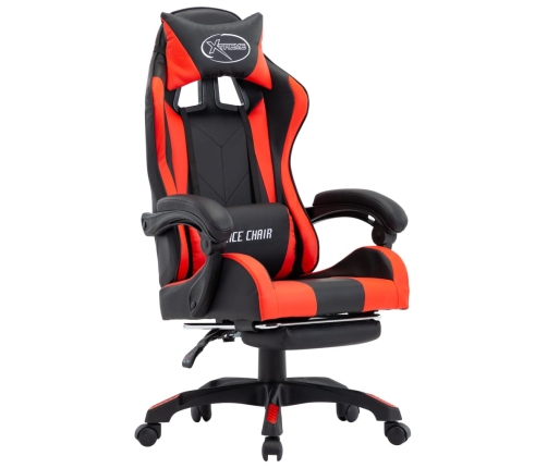 Silla gaming con reposapiés cuero sintético rojo y negro