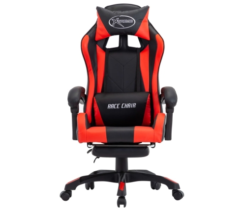 Silla gaming con reposapiés cuero sintético rojo y negro