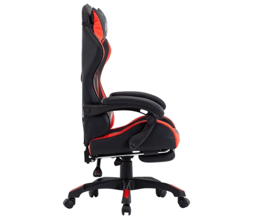 Silla gaming con reposapiés cuero sintético rojo y negro