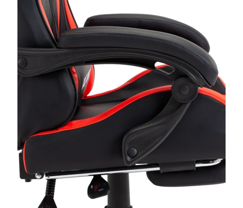 Silla gaming con reposapiés cuero sintético rojo y negro