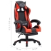 Silla gaming con reposapiés cuero sintético rojo y negro