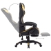 Silla gaming con reposapiés cuero sintético negro y dorado