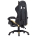 Silla gaming con reposapiés cuero sintético negro y dorado