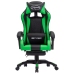 Silla gaming con reposapiés cuero sintético verde y negro