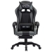 Silla gaming con reposapiés cuero sintético gris y negro