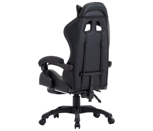 Silla gaming con reposapiés cuero sintético gris y negro