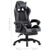 Silla gaming con reposapiés cuero sintético gris y negro