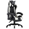 Silla gaming con reposapiés cuero sintético blanco y negro