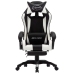 Silla gaming con reposapiés cuero sintético blanco y negro