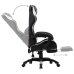 Silla gaming con reposapiés cuero sintético blanco y negro