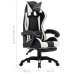 Silla gaming con reposapiés cuero sintético blanco y negro