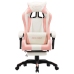 Silla gaming con reposapiés cuero sintético rosa y blanco