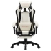 Silla gaming con reposapiés cuero sintético negro y blanco